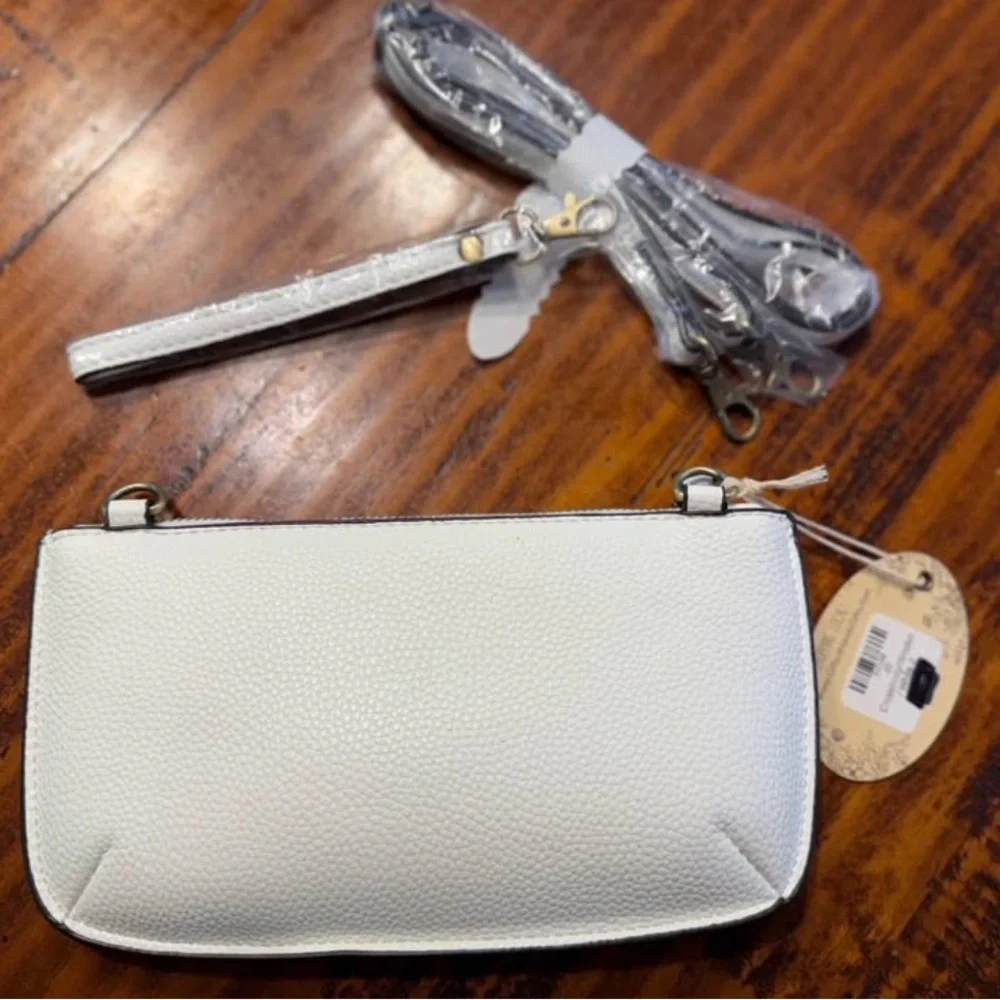 Joy Susan LUX White Leather Cross Body Wristlet Clutch NWT - Picture 2 of 7